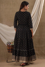 Kaajh Women's Black Mirror Embroidery Ethnic Kurta | Grocsy