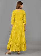 Kaajh Women's Yellow Zari Embroidery Anarkali Kurta | Grocsy