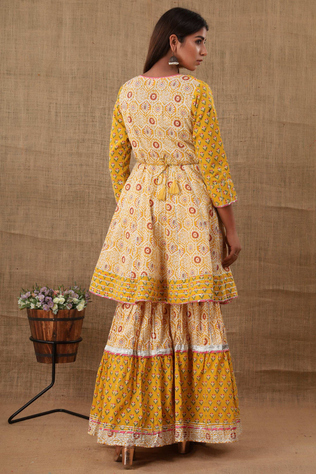 Kaajh Women's Yellow Embellishment Printed Suit Set | Grocsy