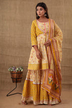 Kaajh Women's Yellow Embellishment Printed Suit Set | Grocsy