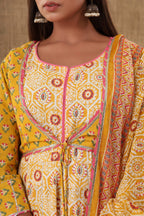Kaajh Women's Yellow Embellishment Printed Suit Set | Grocsy
