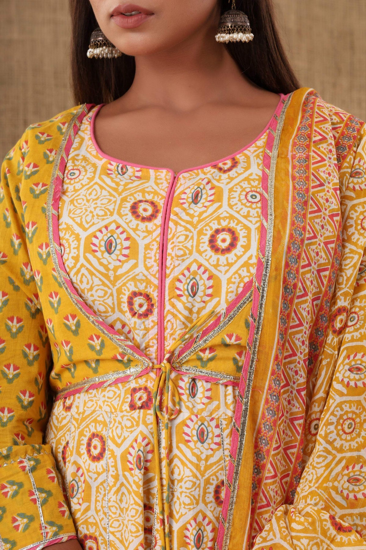 Kaajh Women's Yellow Embellishment Printed Suit Set | Grocsy