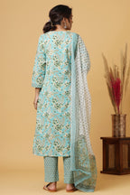 Kaajh Women's Green Mirror Embroidered Suit Set | Grocsy