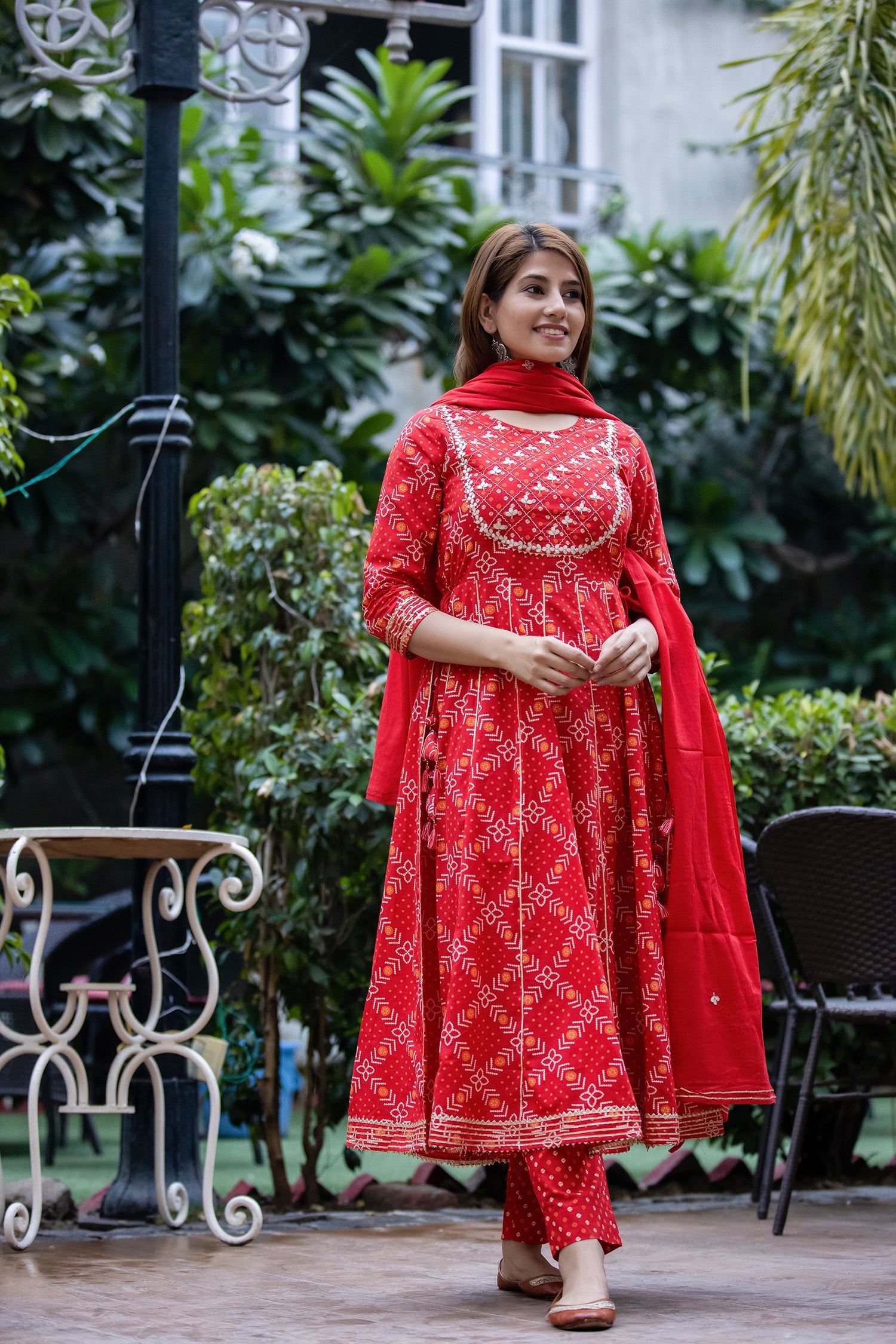 Kaajh Women's Red Embroidery Anarkali Suit Set | Grocsy