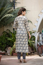Kaajh Women's Grey Modal Silk Embroidered Suit Set | Grocsy