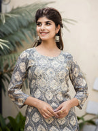 Kaajh Women's Grey Modal Silk Embroidered Suit Set | Grocsy
