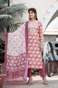 Kaajh Women's Pink Modal Silk Embroidered Suit Set | Grocsy
