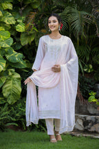 Kaajh Women's Baby Pink Modal Silk Suit Set | Grocsy
