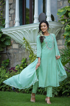 Kaajh Women's Green Modal Silk Suit Set | Grocsy