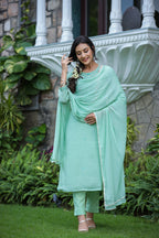 Kaajh Women's Green Modal Silk Suit Set | Grocsy
