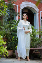 Kaajh Women's Off-White Modal Silk Suit Set | Grocsy