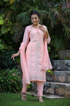 Kaajh Pink Modal Silk Suit Set For Women | Grocsy