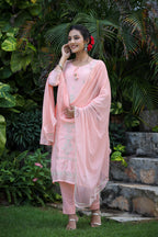 Kaajh Pink Modal Silk Suit Set For Women | Grocsy