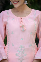 Kaajh Pink Modal Silk Suit Set For Women | Grocsy
