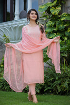 Kaajh Women's Pink Modal Silk Suit Set | Grocsy