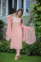 Kaajh Women's Pink Modal Silk Suit Set | Grocsy