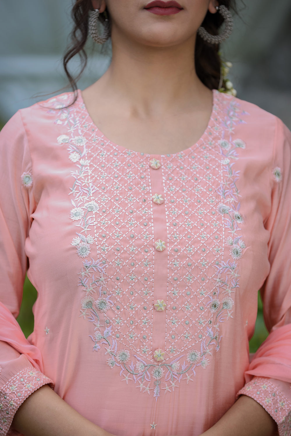 Kaajh Women's Pink Modal Silk Suit Set | Grocsy