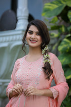 Kaajh Women's Pink Modal Silk Suit Set | Grocsy