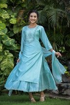 Kaajh Women's Sea Green Modal Silk Suit Set | Grocsy