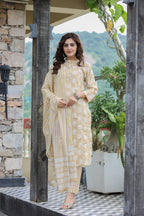 Kaajh Women's Light Brown Floral Printed Suit Set | Grocsy