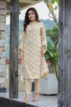 Kaajh Women's Light Brown Floral Printed Suit Set | Grocsy