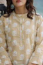Kaajh Women's Light Brown Floral Printed Suit Set | Grocsy