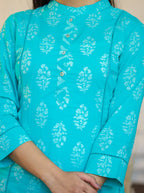 Kaajh Green Floral Printed Kurta Pant Set For Women | Grocsy