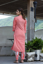 Kaajh Women's Pink Printed Cotton suit set | Grocsy