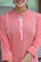 Kaajh Women's Pink Printed Cotton suit set | Grocsy