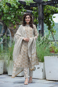 Kaajh Women's Brown Floral Cotton Suit Set | Grocsy