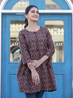 Kaajh Coffee Brown Cotton Shirt Style Tunic | Grocsy