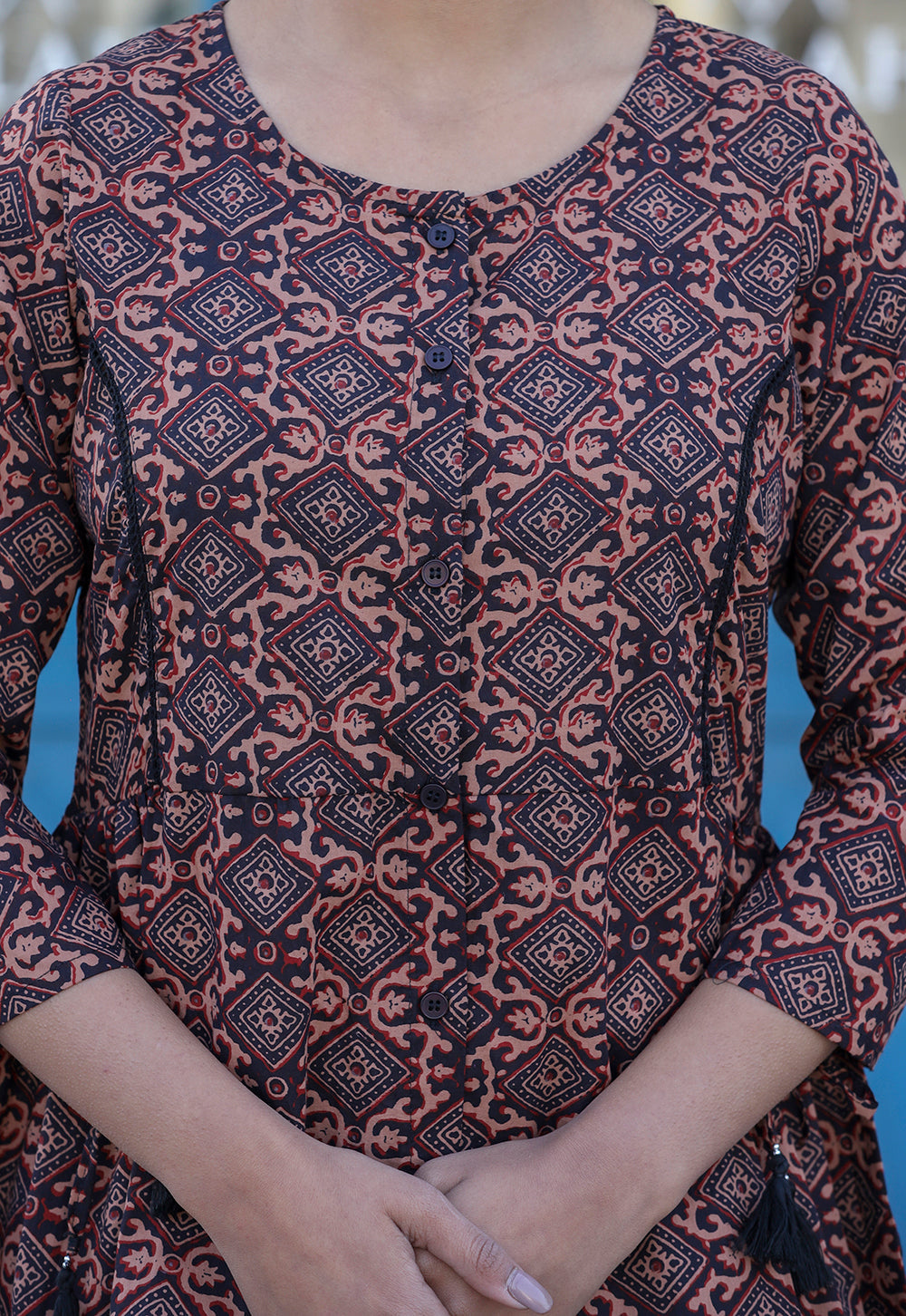 Kaajh Coffee Brown Cotton Shirt Style Tunic | Grocsy