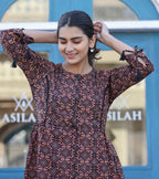 Kaajh Coffee Brown Cotton Shirt Style Tunic | Grocsy