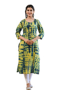 Kaajh Women's Green Shibori Tie Dye Cotton Casual Kurta | Grocsy