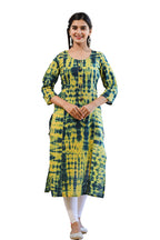 Kaajh Women's Green Shibori Tie Dye Cotton Casual Kurta | Grocsy