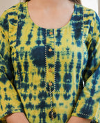 Kaajh Women's Green Shibori Tie Dye Cotton Casual Kurta | Grocsy