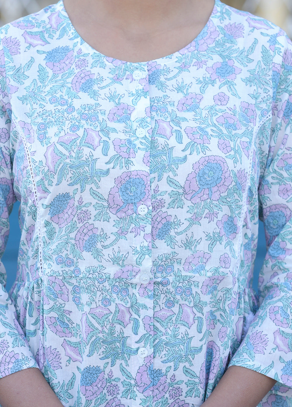 Kaajh White Floral Print Cotton Shirt Tunic | Grocsy
