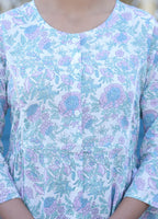 Kaajh White Floral Print Cotton Shirt Tunic | Grocsy