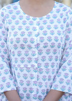 Kaajh White Floral Print Cotton Shirt Style Tunic | Grocsy