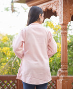 Kaajh Women's Pastel Peach Cotton Tunic Top | Grocsy