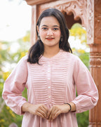 Kaajh Women's Pastel Peach Cotton Tunic Top | Grocsy