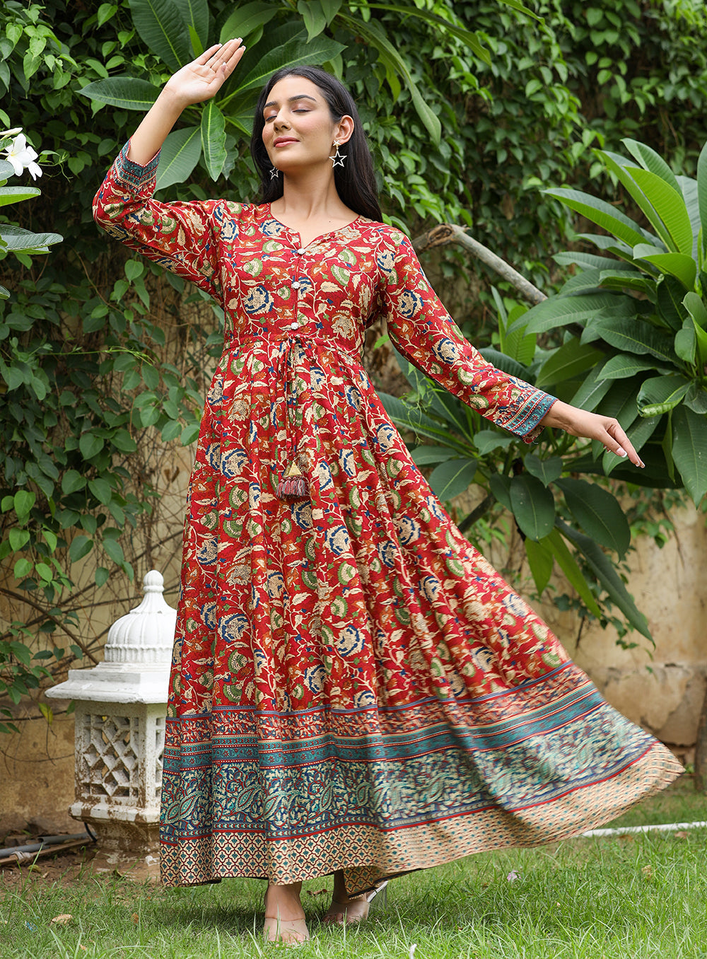 Kaajh Women's Maroon Kalamkari Print Viscose Rayon Cord Set | Grocsy