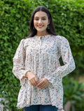 Kaajh Women's White Printed Cotton Top | Grocsy