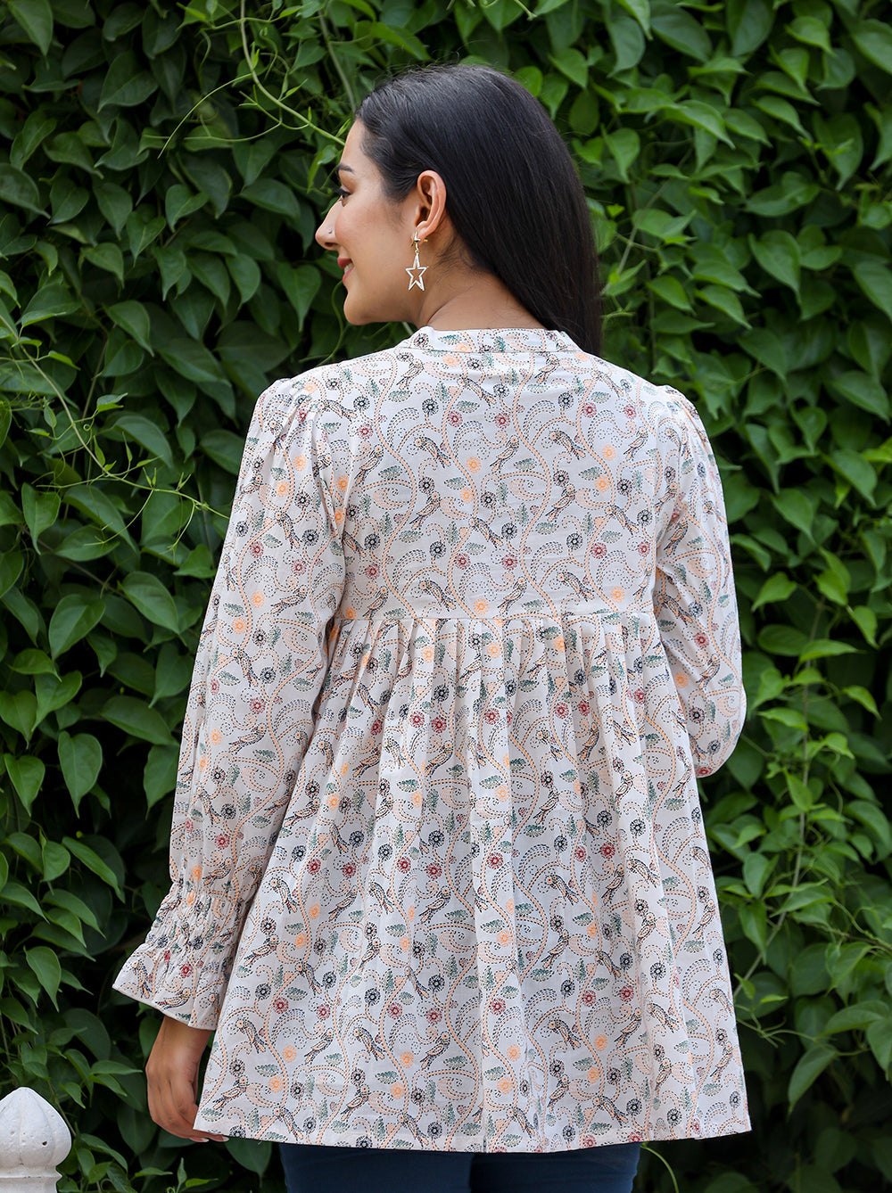Kaajh Women's White Printed Cotton Top | Grocsy
