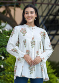 Kaajh Women's White Floral Printed Cotton Top | Grocsy