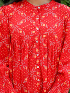 Kaajh Women's Red Printed Cotton Top | Grocsy