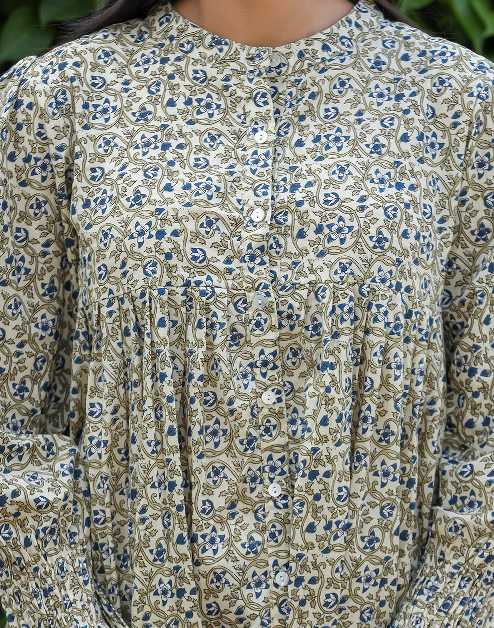 Kaajh Women's Green Printed Cotton Top | Grocsy