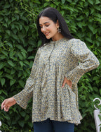 Kaajh Women's Green Printed Cotton Top | Grocsy