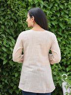 Kaajh Women's Ivory Embroidered Cotton Top | Grocsy