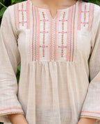 Kaajh Women's Ivory Embroidered Cotton Top | Grocsy